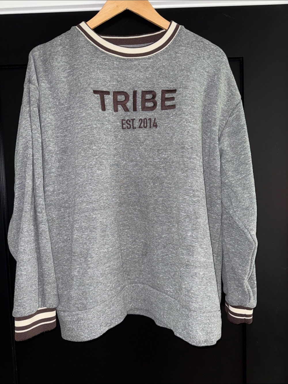 Tribe Kelley Women's Grey Pullover Varsity Crewneck